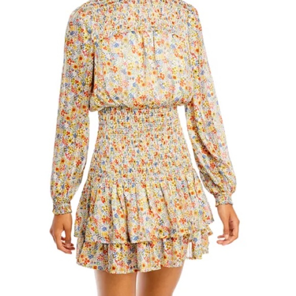 Aqua Floral Long Sleeve Dress